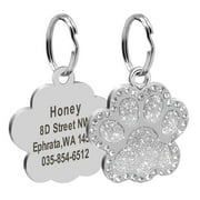Beirui Glitter Paw Personalized Dog Tag Small Puppy Cat Rhinestones ID Collar Tags Free Engraved Stainless Steel