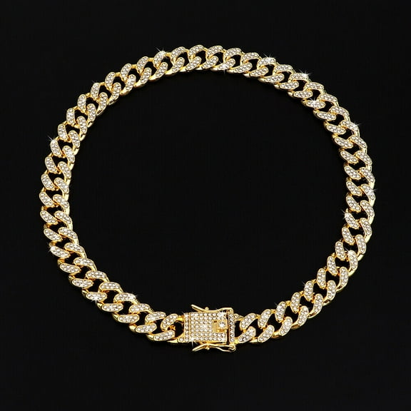 Beirui Gold Dog Chain Collar Shining Rhinestones Choke Necklace Collars for Pitbull