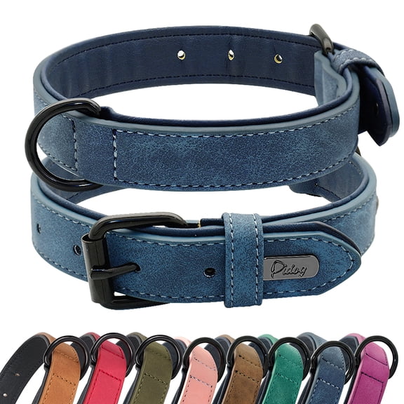 Beirui Leather Soft Padded Dog Collar Adjustable for Small Medium Large Dogs Bulldog