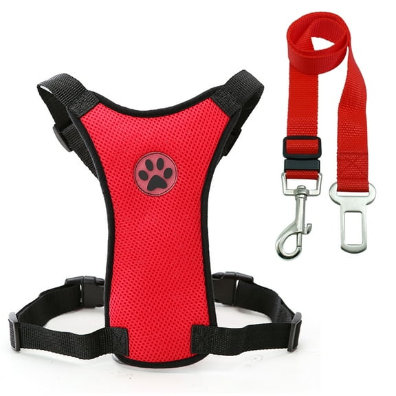 Beirui Mesh Car Dog Harness Seat Belt Clip Leash Soft Small to Large Dog Vest Black Red