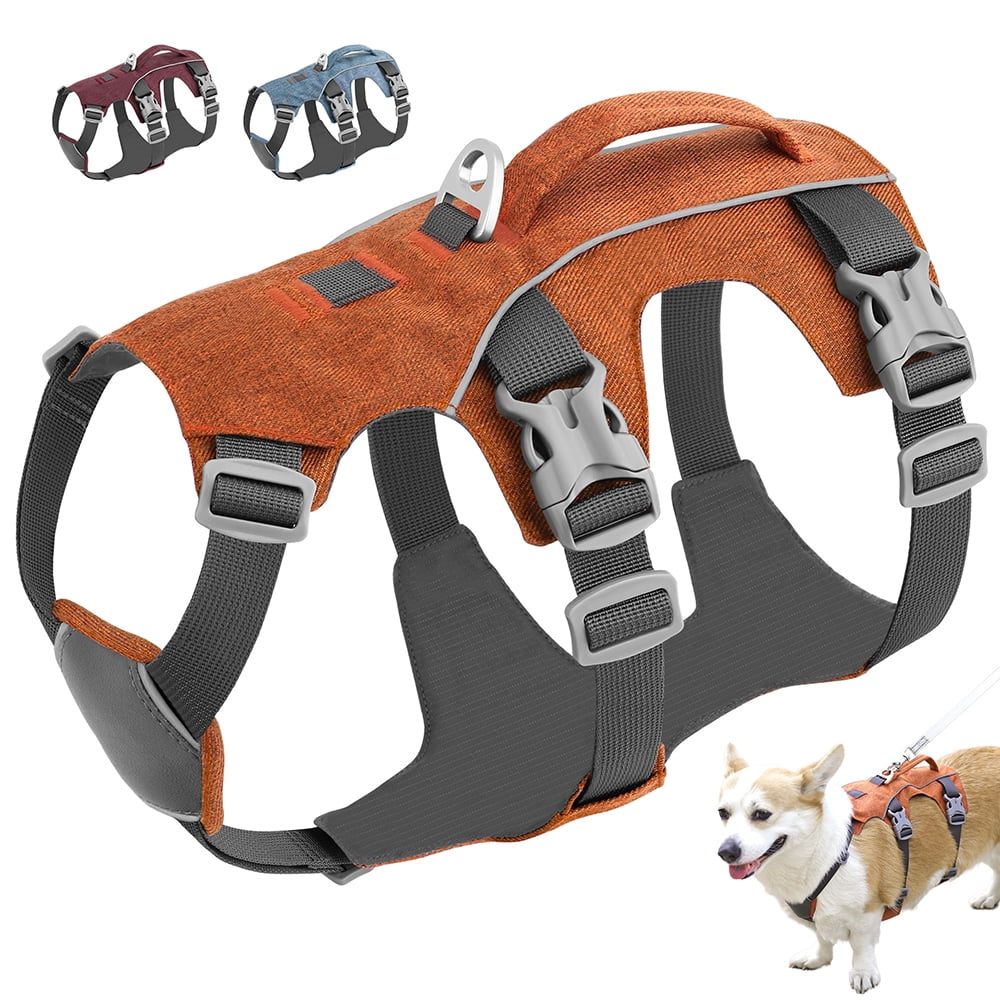 Beirui No Pull Nylon Dog Harness Reflective Adjustable Strong Training Vest with Handle