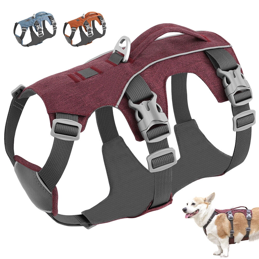 Beirui No Pull Nylon Dog Harness Reflective Adjustable Strong Training Vest with Handle