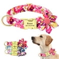 thumbnail image 1 of Beirui Nylon Flower Dog Collar Custom Personalized Pet Name Tag Free Engraved S-L, 1 of 12