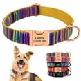 thumbnail image 1 of Beirui Personalized Nylon Strip Dog Collar Soft Padded Gold/Black Buckle Adjustable Ethnic Style S M L, 1 of 10