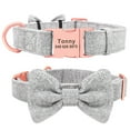 thumbnail image 1 of Beirui Personalized Tweed Dog Collar with Cute Bow Tie Engraved Name Tag Adjustable Pink Blue Gray, 1 of 9