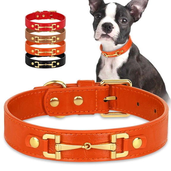 Beirui Soft PU Leather Dog Collar Heavy Duty Adjustable Durable for Small Medium Dogs