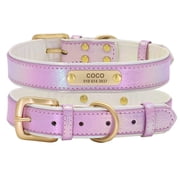 Beirui Soft PU Leather Dog Collar Personalised Name Tag with Alloy Buckle