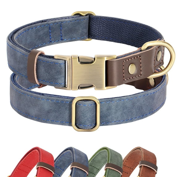 Beirui Soft Padded Leather Dog Collars Heavy Duty Adjustable Quick Release Metal Buckle S-L