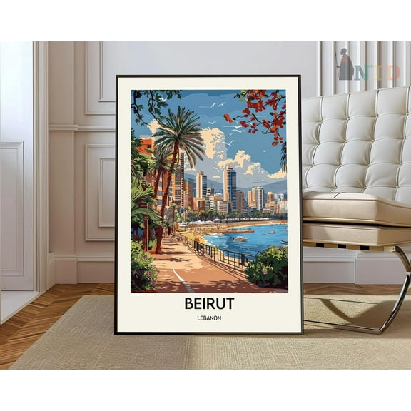 Beirut Lebanon City Poster, Unframed Canvas 24x36in