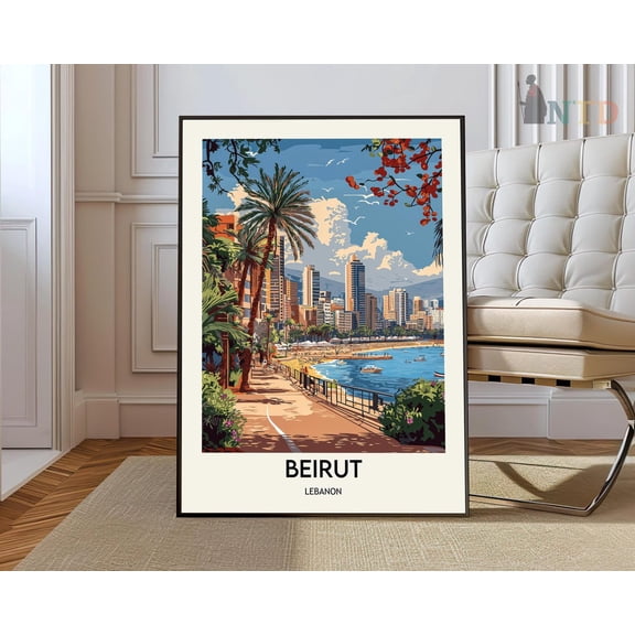 Beirut Lebanon City Poster, Unframed Paper Poster 24x36in