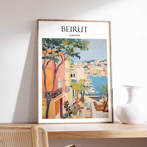 Beirut Lebanon Colorful Cityscape Art, Unframed Paper Print