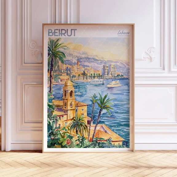 Beirut Lebanon Middle East Pastel Travel Unframed Paper Print