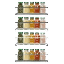 Untyo Spice Rack Organizer for Cabinets,4 Tier Single Hanging Racks,Kichen Seasoning HolderWall Mounted Space Saving Seasoning Organizer Design for Kitchen, Pantry, Door,Sliver