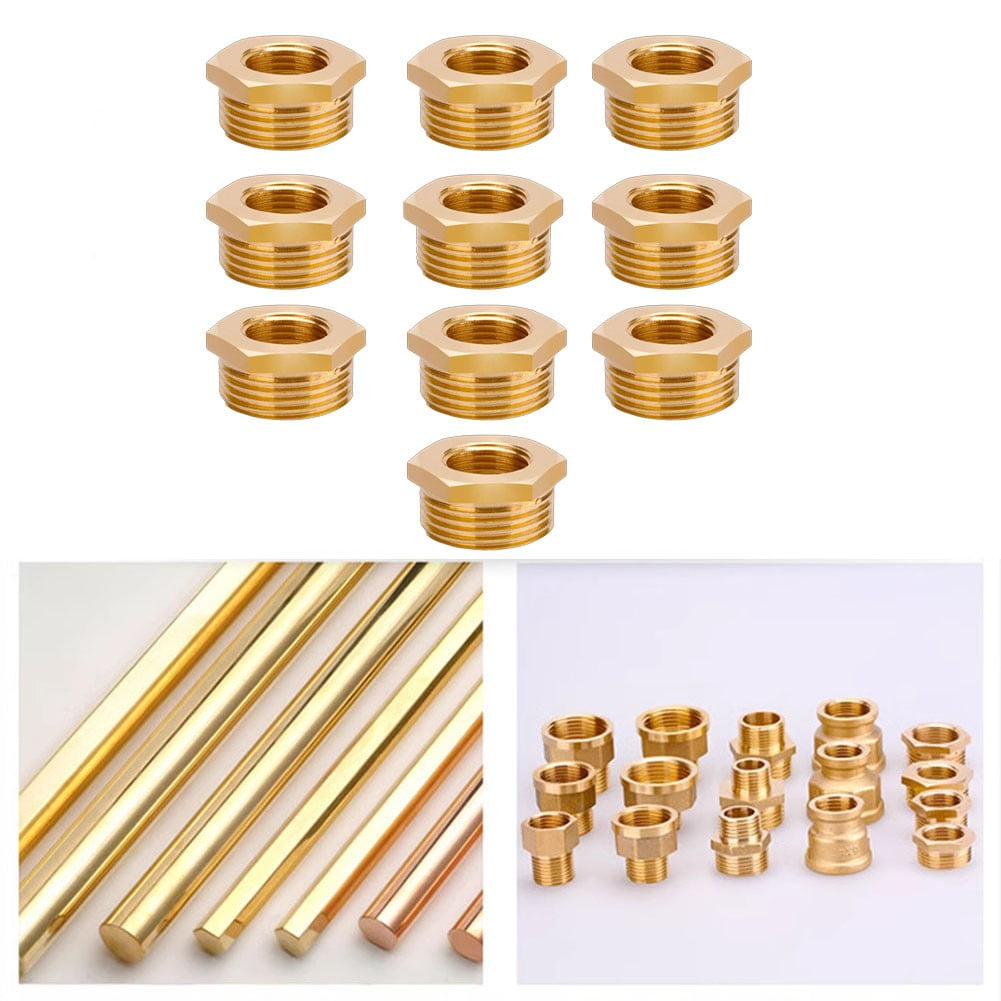 MSAEIQUN Brass Reducer Hex Bushing Threaded Pipe Fitting 1/4" NPT Male - View #4