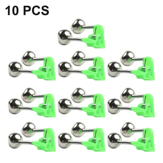 Beisidaer 10Pcs Fishing Bite Alarms Fishing Rod Bell Rod Clamp Tip Clip Bells Ring