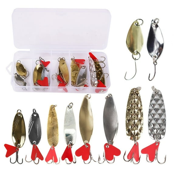 Beisidaer 10Pcs Fishing Metal Perch Freshwater Spoon Lure Kit Sequins Spinner Lures