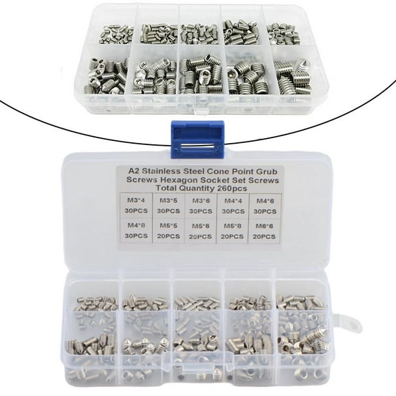 Beisidaer 260 Hex Hexagon Socket Set Screw Cone Point Grub Screw Tapered End Headless Bolt