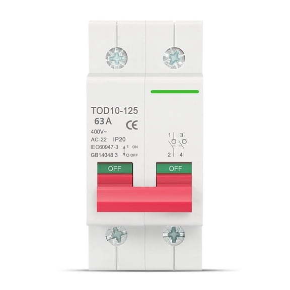Beisidaer 400V AC 2P Main Switch Disconnector Function Isolator Circuit Breaker TOD10-125