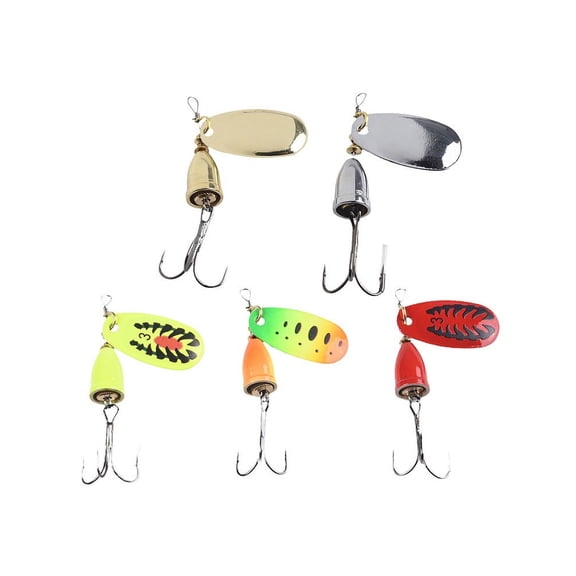 Beisidaer 5Pcs/Box Metal Fishhook Spinner Fishing Lure Kit For Bass Trout Crappie