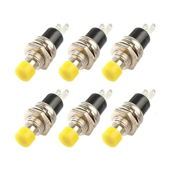Beisidaer 6Pcs PBS-110 7mm Round Button Momentary Self-resetting Push Button Switch,Yellow