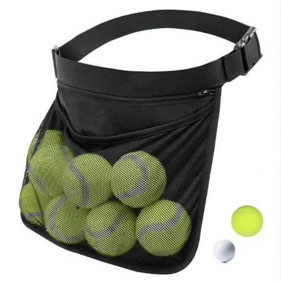 Beisidaer Tennis Ball Holder Adjustable Pickleball Mesh Waist Hip Ball Bag Pouch Carrier