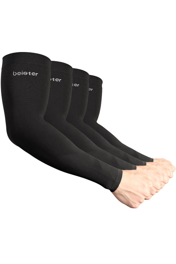 4 Pairs UV Protection Arm Sleeves, Regular & Plus Size for Men Women, Cooling Sun Sleeves for Running, Cycling, Driving, Gardening