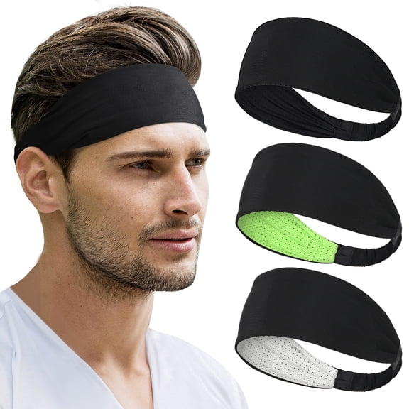 Beister Sports Headbands for Men & Women (3 Pack), Moisture Wicking Sweatbands, Elastic Non Slip Sweat Bands, Athletic Workout Wide Hair Bands for Running, Cycling, Basketball