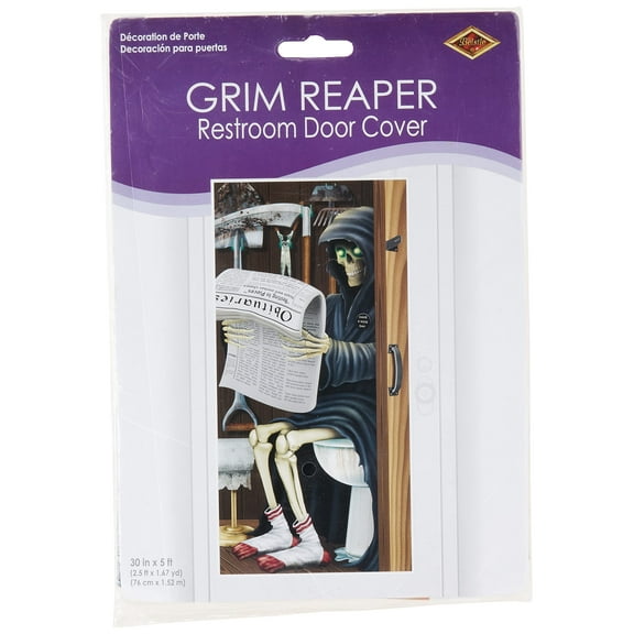 Beistle 00022 Grim Reaper Restroom Door Cover, 30" x 5', Multi-color