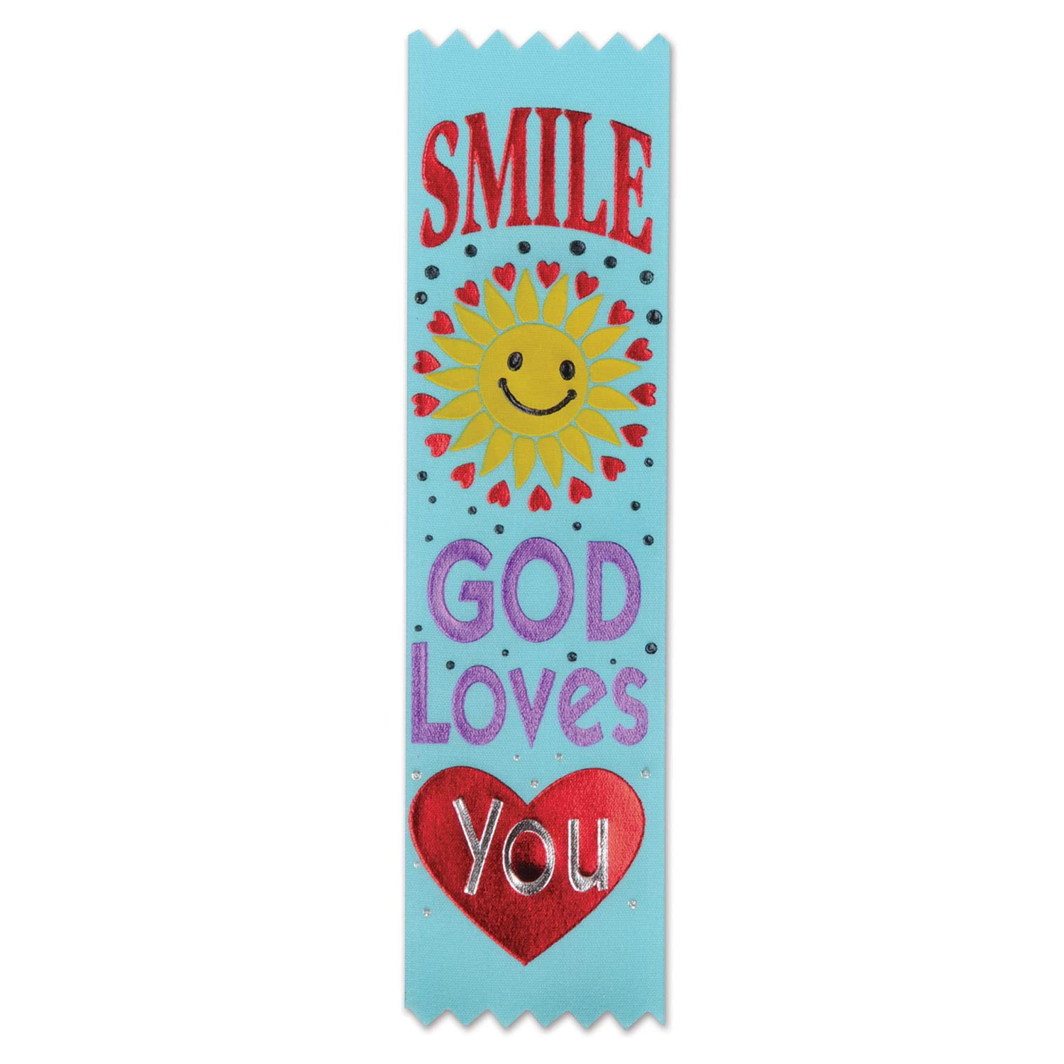 Beistle 1 1/2" x 6 1/4" Smile God Loves You Value Pack Ribbon Light Blue 3/Pack VP801