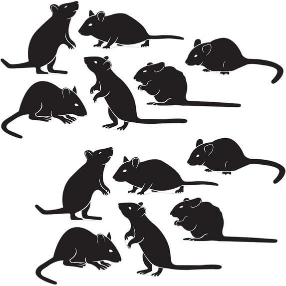 Beistle 12 Piece 6.25" - 8.5" Mice Silhouette Cut Outs, Creepy Halloween Party Decorations