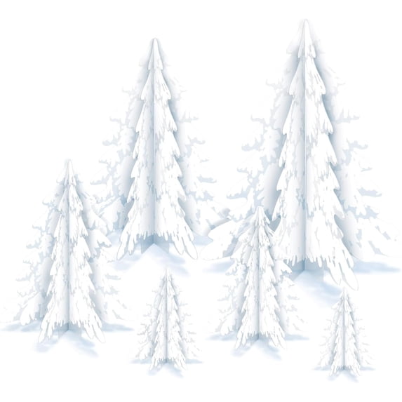 Beistle 12 Piece Clear Plastic Winter Theme Holiday Pine Tree Centerpieces, Christmas Decorations for Your Home