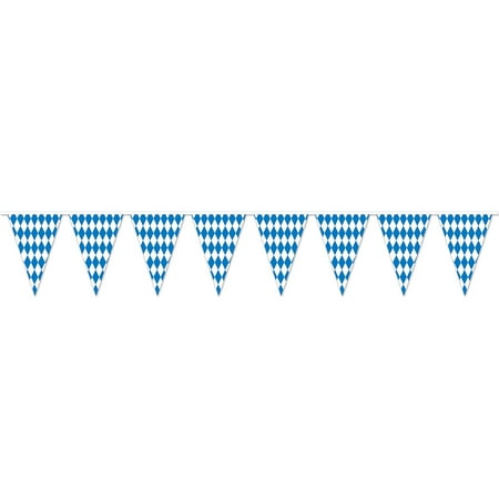 Beistle 120 Foot Oktoberfest Bavarian Check Flag Pennant Banner