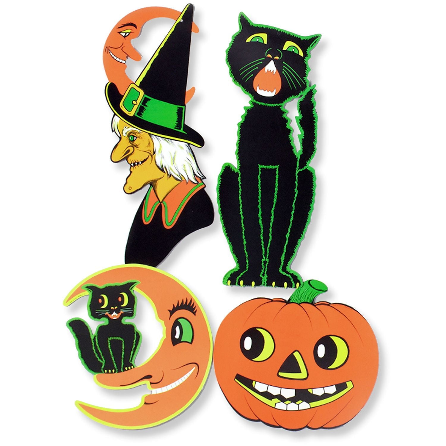 Beistle 14"-23" Halloween Cardstock Cutouts with Witch and Cat