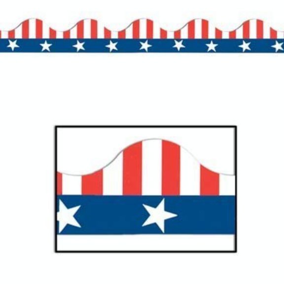 Beistle 144 Red, White and Blue Stars & Stripes Bulletin Board Border Trim Signs 3.75'
