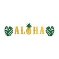 thumbnail image 1 of Beistle 16" x 6' Glittered Aloha Banner For Luau Theme Tropical Hawaiian Party Decorations, Celebrating With You Since 1900, Yellow/Green, 1 of 7