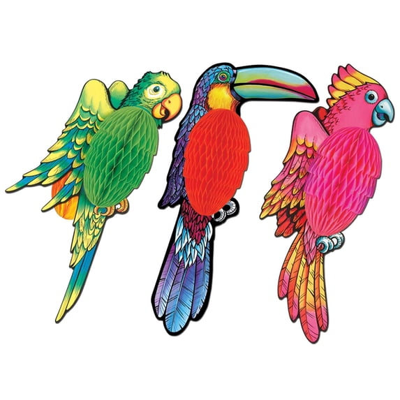 Beistle 17" Tissue Exotic Birds 12/Pack 55274