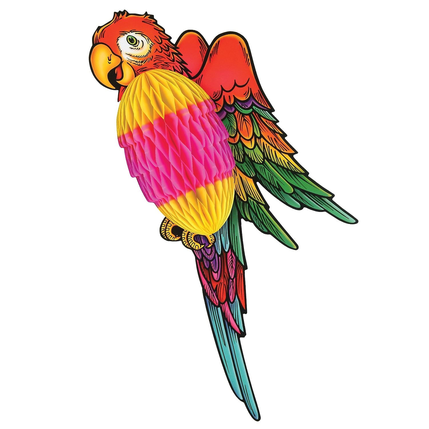 Vibrant Multicolor 17" Tissue Parrot Hanging Decoration