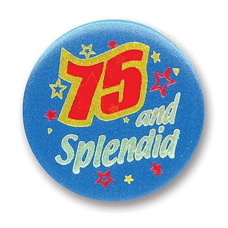 Beistle 2" 75 & Splendid Satin Button Blue 6/Pack BN145