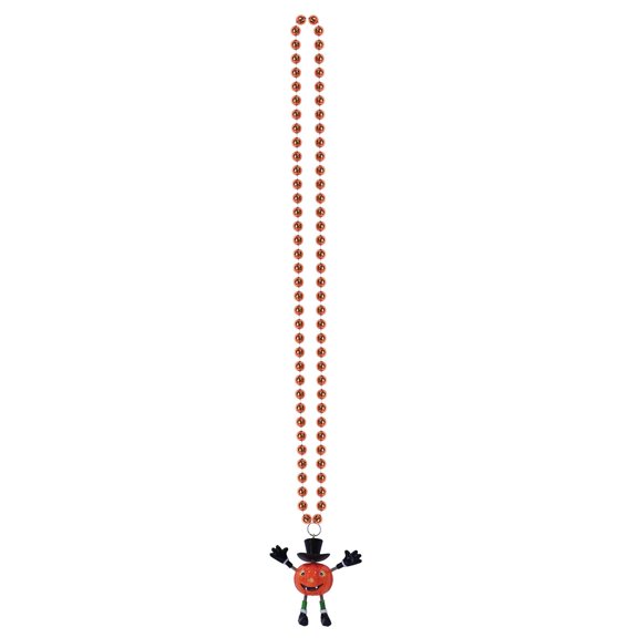 Beistle 2-Count Beads with Painted Jack-O-Lantern Bobble Man for Halloween Decorations and Accessories, 36'', Orange/Black