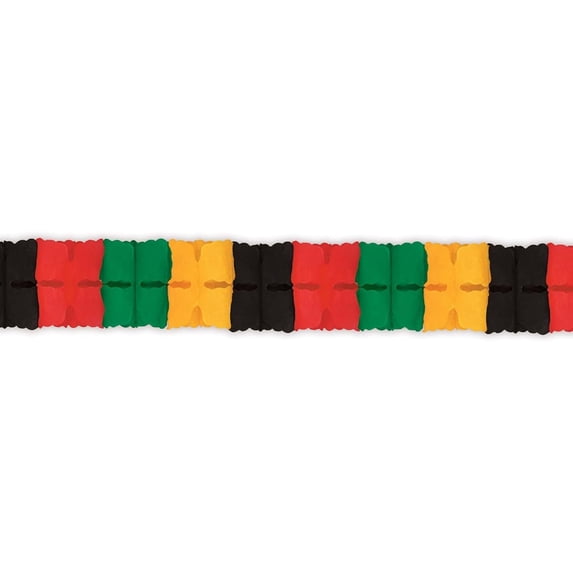 Beistle 2 Piece 4.5" x 12' Tissue Paper Garlands, Black History Month Decorations, African American Heritage Party Dcor
