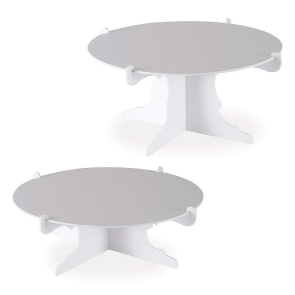Beistle 2 Piece Durable Cake Stands For Weddings Birthday Party Cupcake Holders Baby Shower Celebration Supplies, 12.5" x 6", White