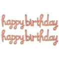 thumbnail image 1 of Beistle 2 Piece Mylar Cursive Script Rose Gold Pink Happy Birthday Balloon Banners With White Ribbons And Blow Straws To Inflate, Celebrating With You Since 1900, 16" x 5' 6", 1 of 7