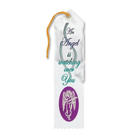 Pack of 6 White "An Angel Is Watching Over You Award" Decorative Award Ribbon Bookmarks 8"