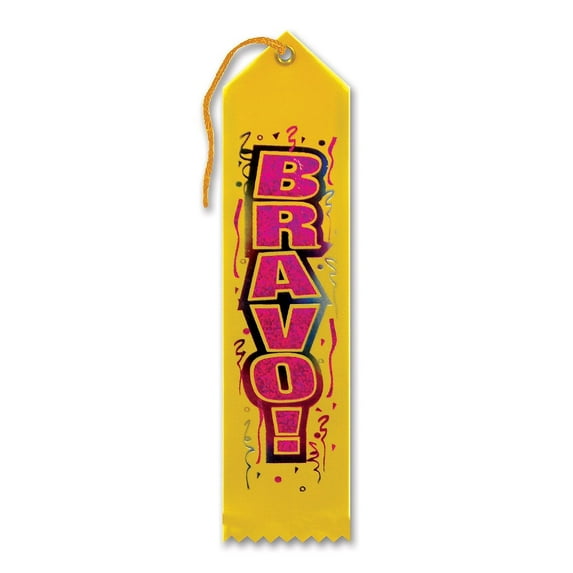 Beistle 2" x 8" Bravo Award Ribbon Yellow 9/Pack AR174