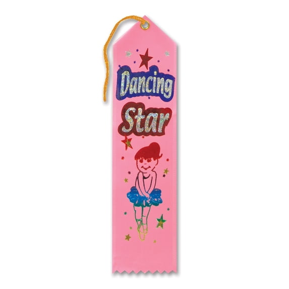 Beistle 2" x 8" Dancing Star Award Ribbon; Pretty Pink 9/Pack AR064