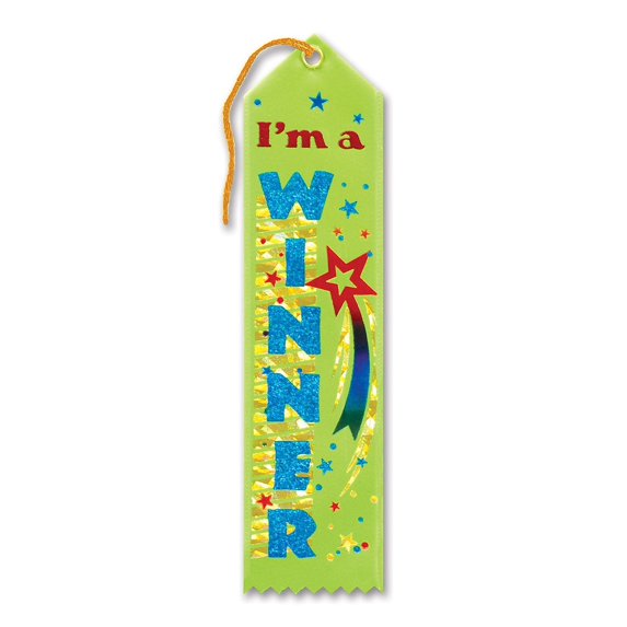 Beistle 2 x 8 Im A Winner Award Ribbon; Light green 9/Pack AR034