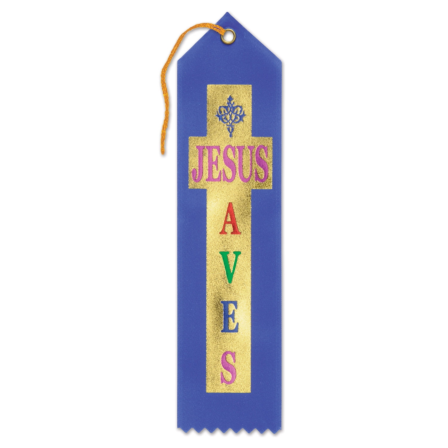 Beistle 2" x 8" Jesus Saves Ribbon Blue 6/Pack AR814