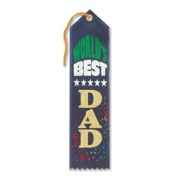Beistle 2" x 8" Worlds Best Dad Award Ribbon Navy Blue 9/Pack AR121N