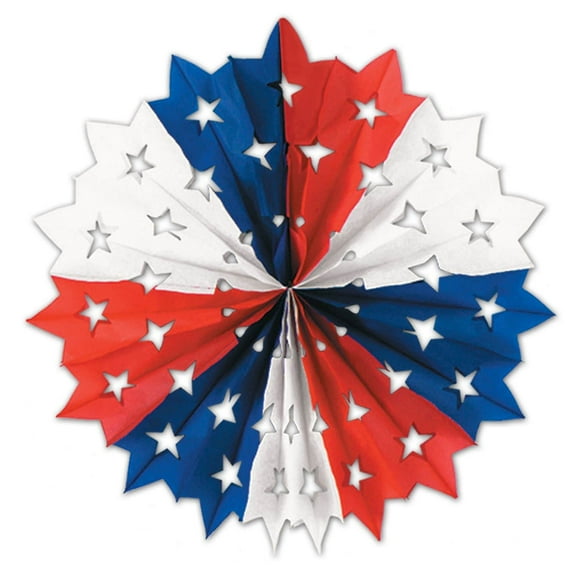 Beistle 22" Patriotic Star Tissue Fan Red/White/Blue 4/Pack (55482)