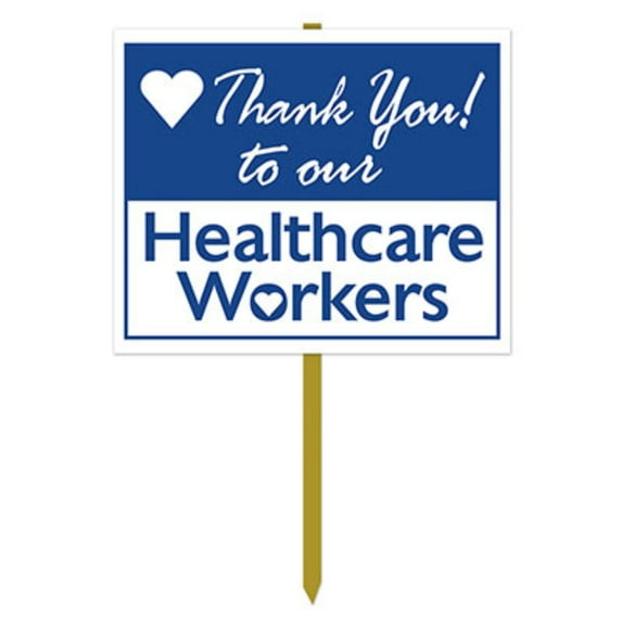 Beistle 23.75" Blue and White Frontline Workers Appreciation Yard Sign